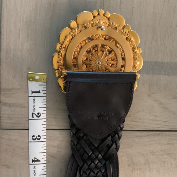 Michael Kors black leather belt with turquoise main image 7